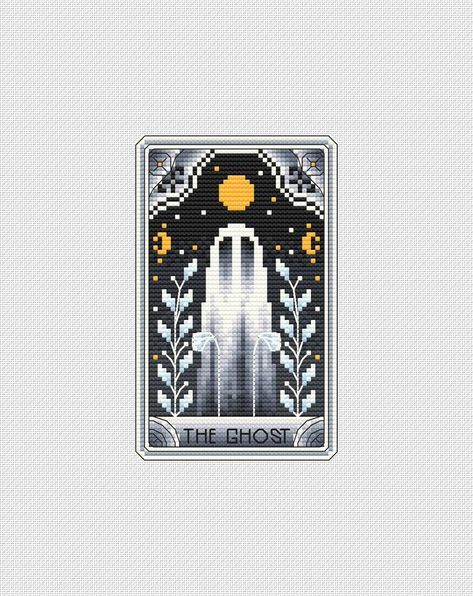 Ghost Tarot Cross Stitch Pattern Tarot Card Cross Stitch , Ghost , Moon , Stars , Major Arcana , Halloween Cross Stitch , Gothic , PDF - Etsy Cute Ghost Cross Stitch, Tarot Pixel Art, Ghost Cross Stitch, Cross Stitch Freebies Free Downloads, Halloween Cross Stitch, Halloween Cross Stitch Patterns, Halloween Cross Stitches, Needlework Patterns, Cross Stitch Cards