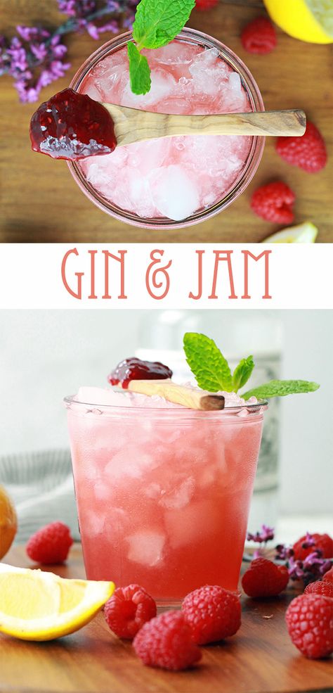 Jam Jar Drinks, Jam Cocktails Drink Recipes, Gin Jam Cocktail, Jam Jar Cocktails, Gin And Jam Cocktail, Gin And Juice Recipe, Gin Cocktails Easy, Jam Cocktails, Gin And Jam