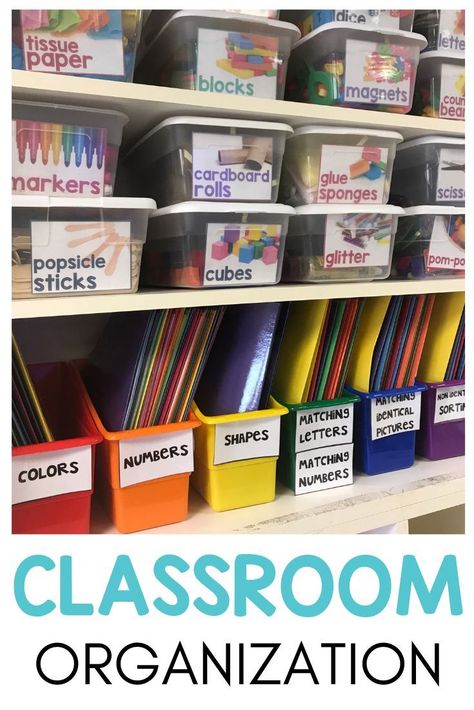 Need cheap storage ideas for organizing all the things in your special education classroom? Learn how to be a more organized teacher with these tips and tricks! These classroom organization ideas will help you keep your workboxes, data, file folders, centers, and supplies organized! #classroomorganization #backtoschool Cheap Storage Ideas, Special Education Classroom Organization, Classroom Organization Ideas, Preschool Organization, Kindergarten Organization, Organized Teacher, Daycare Organization, Ideas For Organizing, Preschool Rooms