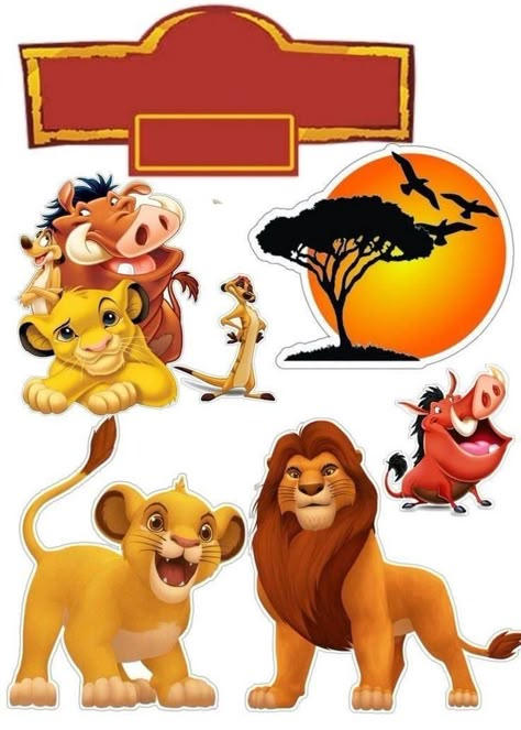 Lion King Printable Toppers, Lion King Birthday Centerpieces, Lion King Decor, Lion King Cake Topper Printable, Roi Lion Simba, Animal Baby Shower Cake, Lion King Stickers, Lion King Birthday Party Ideas, Lion King Images