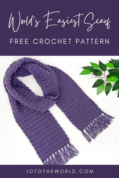 Crochet Scarf One Skein, How To Crochet Scarf, Beginner Crochet Projects Scarf, Beginner Scarf, Crochet Pattern For Scarf Free, Basic Crochet Scarf Pattern Free, Crochet Pattern Scarf Free, Crochet Scarf Pattern Free One Skein, One Skein Crochet Scarf Free