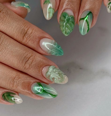 🌿 Monstera Plant 🌿 Custom designed set; what a luscious jungle summer vibe 💚 #nailinspo #naildesign #nails2inspire #gelxnails #naturenails #monsteranails #summernails #3dnailart #3dnails #gardennails #vancouvernails #gelxinspo #nailart #paintednails Jungle Nails Design, Leopard Print Nail Art, Leopard Print Nail, Leopard Nail Designs, Cheetah Nail Designs, Dark Green Nails, Cheetah Nails, Nude Nail Polish, Leopard Print Nails