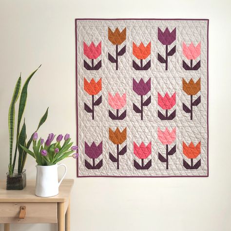 Dragon Dreams: How to upgrade to a twin-size quilt - Apples & Beavers Tulip Quilt Pattern, Fairy Sisters, Paper Tulips, Tulip Quilt, Crib Quilt Pattern, Dragon Quilt, Dragon Dreaming, Sunflower Quilts, Twin Quilt Size