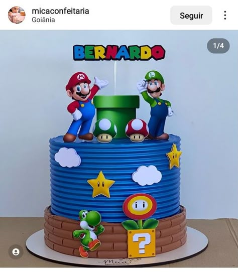 Super Mario Bros Birthday Cake, Luigi Cake, Super Mario Bros Party Ideas, Mario Bros Birthday Party Ideas, Mario Birthday Cake, Mario Bros Cake, Thomas Cakes, Modern Birthday Cakes, Super Mario Cake