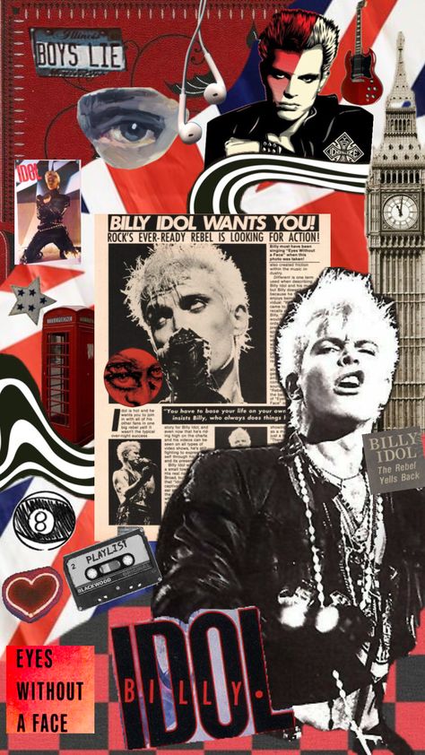 Rock Collage, Music Contest, Album Cover Wallpaper Collage, Aesthetic Lockscreens, Punk Poster, The Wedding Singer, Billy Idol, Cyndi Lauper, Lenny Kravitz