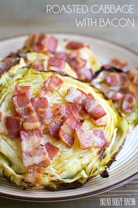 Roasted Cabbage with Bacon is an easy side dish that's perfect alongside corned beef! It's the perfect thing to make for your St. Patrick's Day celebration! #BreadBoozeBacon #bacon #cabbage #sidedish Cabbage With Bacon, Gremolata Recipe, Bread Booze Bacon, Oven Baked Bacon, Cabbage Steaks, Braised Cabbage, Roasted Cabbage, Cabbage And Bacon, Baked Bacon