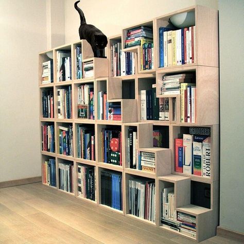 Cat Furniture Design, Modern Cat Furniture, Cat Shelves, Modern Cat, Cat Room, Home Library, Cat Friendly, Book Shelf, Cat Furniture