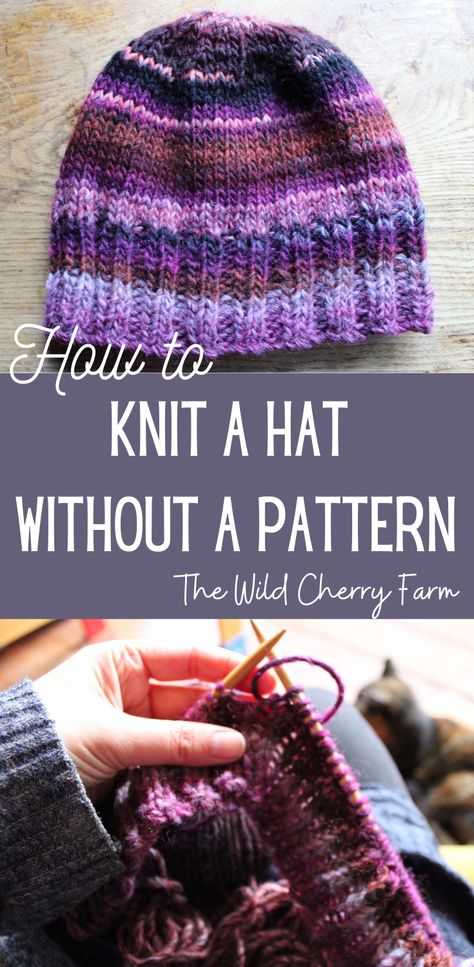 Knitted Hat Patterns Free Women, How To Knit A Hat, Baby Hats Knitting Free, Knit A Hat, Cherry Farm, Beanie Pattern Free, Easy Knit Hat, Beanie Knitting Patterns Free, Knit Beanie Pattern