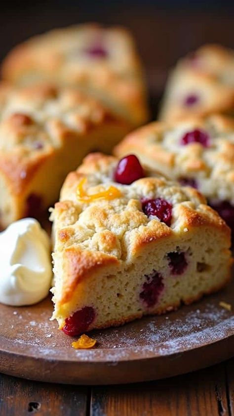 Cranberry Orange Scones With Clotted Cream Scones And Clotted Cream, Cranberry Orange Scones, Orange Scones, Creamy Pudding, Kitchen Smells, Decadent Cakes, Clotted Cream, Cranberry Orange, Classic Cookies