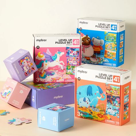 🥳🥳🥳 Level Up! 4 in 1 Puzzle Set is available at heykids.com.au Each set contains four puzzles from 12 to 35 pieces, experience special level-up playing! Product: Level Up! 4 in 1 Puzzle Set Check it now👉: heykids.com.au #puzzleforkids #puzzlegame #mideer #mideerpuzzle #giftforkid #giftforkids #educationaltoys #educationaltoy Puzzle Packaging, Puzzle Set, April 27, 4 In 1, Puzzle Game, Level Up, Educational Toys, Packaging Design, Gifts For Kids