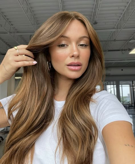 Light Brown Hair Full Color, Light Brown Ginger Hair, Light Ginger Brown Hair, Ginger Brown Hair, Rambut Brunette, Golden Brown Hair, Honey Brown Hair, Brown Hair Looks, Nails Brown