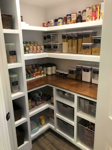 My Wife Wanted A Custom Pantry So I Built Her One Kitchen Prep Station, Custom Pantry, Corner Pantry, Pantry Remodel, Pantry Makeover, Clutter Free Home, Prep Kitchen, Pantry Design, Pantry Organization