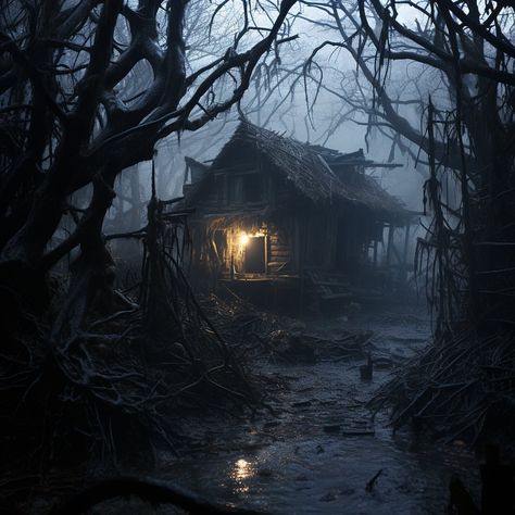 Follow @onshock998 for more… | Instagram Witch’s House, Horror Places, Cabin In The Woods Aesthetic, Creepy Cabin, Haunted Aesthetic, Horror Environment, Dark Architecture, Witch Cabin, Spooky Woods