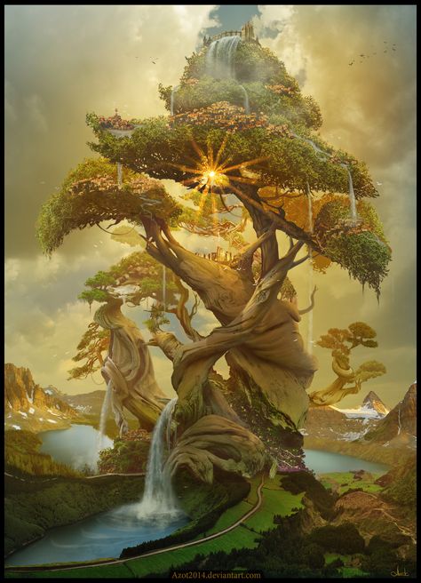 Tree of Life, Ihor Reshetnikov on ArtStation at https://www.artstation.com/artwork/gBmQP Nicholas Flamel, Nicolas Flamel, Tree Of Life Artwork, Life Artwork, Fantasy Tree, Tree Of Life Art, Fantasy Places, Artwork Images, Fantasy Art Landscapes