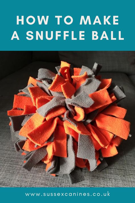 How to make a snuffle ball How To Make A Dog Snuffle Ball, How To Make Dog Ties, Puppy Diy Toys, Make Your Own Dog Toys, Braided Fleece Dog Toy Diy, Diy Dog Snuffle Ball, How To Make A Snuffle Ball, How To Make A Snuffle Ball For Dogs, Diy Fleece Dog Toys