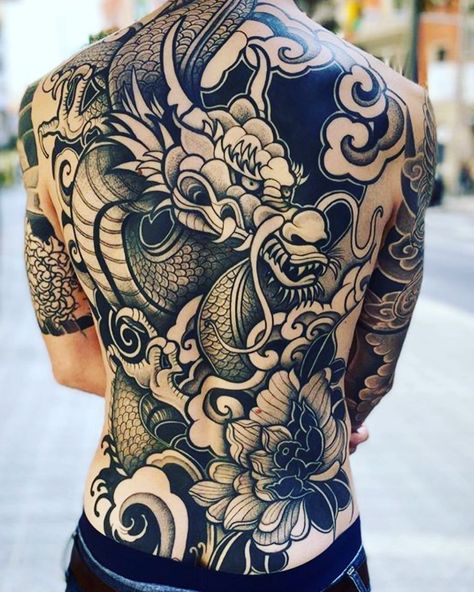 Japanese Dragon Tattoos For Men Back, Full Back Dragon Tattoos For Men, Japanese Back Dragon Tattoo, Japanese Dragon Full Back Tattoo, Tattoos Torso, Japanese Dragon Full Sleeve Tattoo, Yakuza Style Tattoo, Tato Irezumi, Japanese Back Tattoo