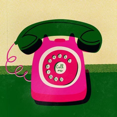 Call me on Behance Call Me Aesthetic, Calling Illustration, Calling Someone On The Phone, Call Aesthetic, Last Call Graphic, Retro Phone Illustration, Cartoon Telephone, Call Illustration, Retro Phone Drawing