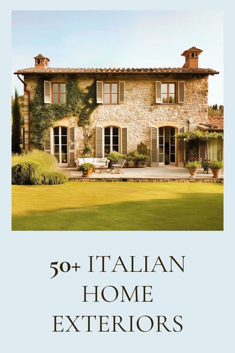 Classic Italian stone house with climbing ivy and manicured lawn. Italian Exterior House, Italian Style Home Exterior, Italian Stone House, Italian Houses Exterior, Italian Farmhouse Exterior, Italian Homes Exterior, Italian Villa House, Italian House Exterior, Italian Home Exterior