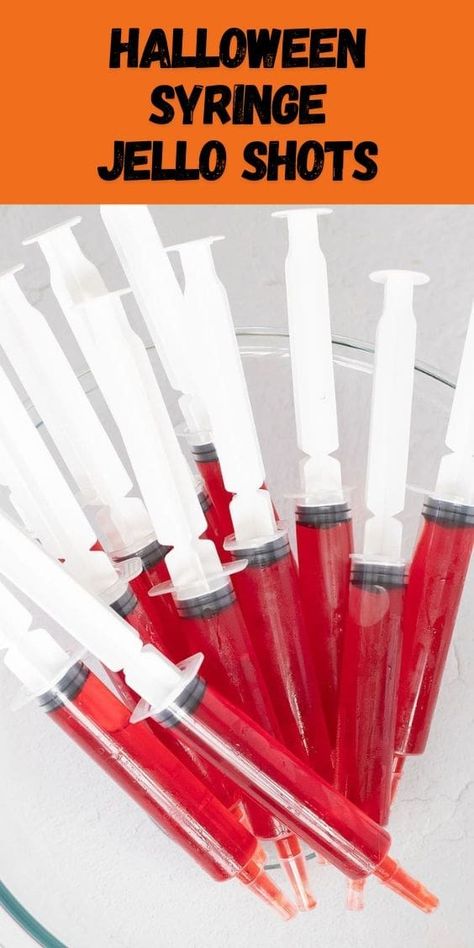 Halloween Jello Shots in a Syringe make the best spooky Jello Shots! Between the festive colors and spooky plastic syringes, Syringe Jello Shots are a party in a tube! Syringe Shot recipes can be made with any flavor Jello and adult beverage. Jello Shot recipes are perfect for Halloween! Jell-o Shots In Syringes, Jell-o Shot Syringes, Syringe Shots Recipes, Halloween Jello Shots Alcohol Syringe, Halloween Syringe Shots, Halloween Jello Shots Alcohol, Jello Shot Syringes Recipe, Syringe Jello Shots, Syringe Shots