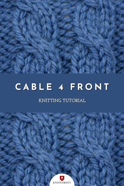 This knitting tutorial will help you learn how to knit the cable 4 front stitch. This technique is used in many more complicated cable motifs and is created by relocating two stitches in a row with the help of a cable needle. It can be used for afghans, blankets, scarves, or to add interest in a stockinette panel. Knitting Cables Tutorial, Knit Stitch Patterns Cables, Knit Chart, Cable Stitch Knit, Cable Knit Stitch, New Stitch A Day, Lilac Cottage, Knitting 101, Knitted Patterns