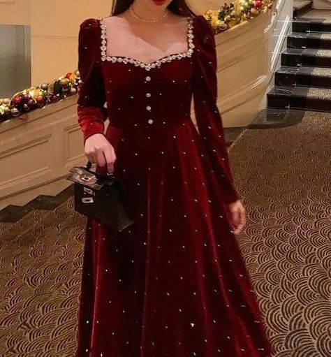 Velvet Frocks For Women, Velvet Dress Designs Gowns, Latest Velvet Dresses, Velvet Dresses Outfit, Velvet Dress Long, Velvet Dress Designs, Velvet Dresses, Pakistani Dresses Casual, Red Velvet Dress