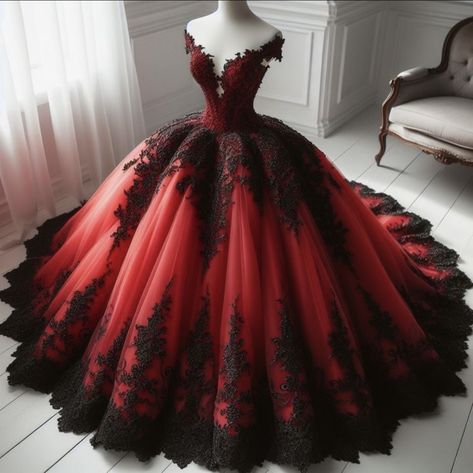 Vampire Theme Quinceanera Dress, Red And Black Xv Dresses, Black And Red Princess Dress, Princess Ball Gowns Red, Modern Quinceanera Dresses, Quinceanera Dresses Red And Black, Red And Black Quinceanera Dresses, Black And Red Quinceanera Dresses, Red And Black Wedding Dress