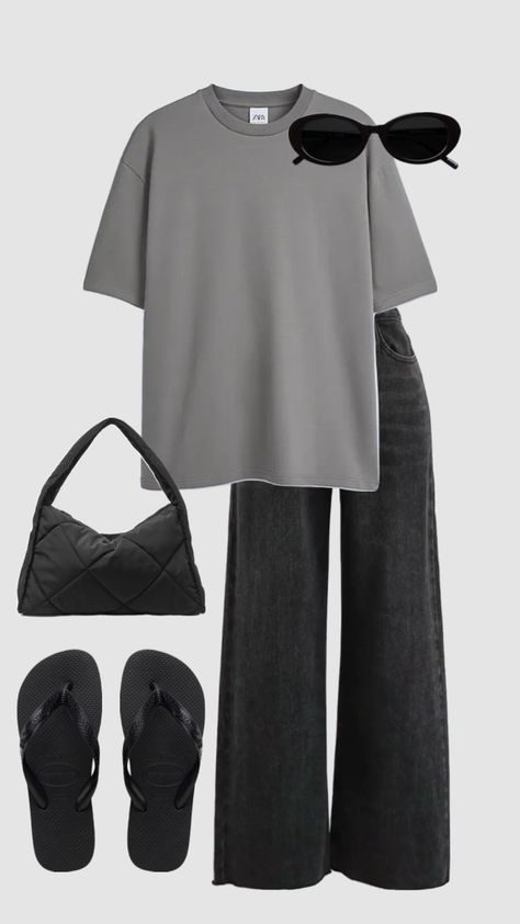 Summer cool 🖤 #cph #copenhagenstyle #outfitinspo #matildadjerf #filippzorz #aesthetic #flipflops #havaianas Gray Pants Outfit, Havaianas Outfit, Outfit Noir, Shuffles Summer, Casual Work Outfits Women, Summer Cool, Casual Work Outfits, Outfit Inspo Fall, Basic Outfits