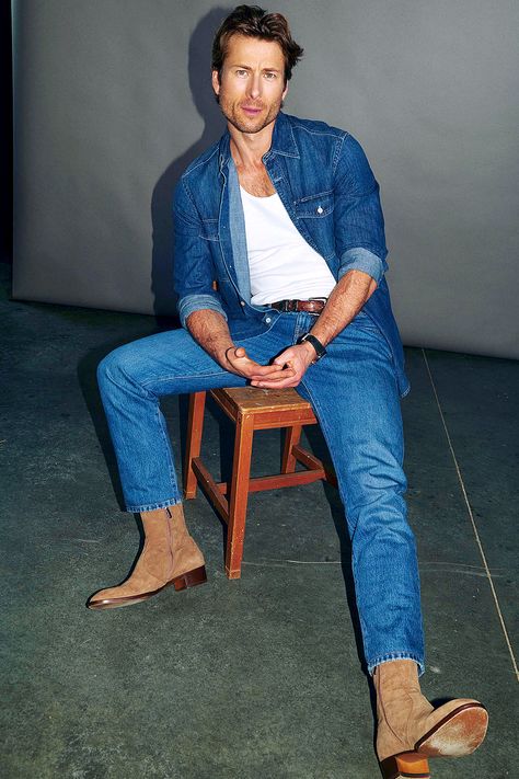 Glen Powell | Sharp Magazine | August 26, 2024 | 📷 Brad Torchia The Great Debaters, Glenn Powell, Handsome Cowboys, Glen Powell, Ghost Writer, Mens Cowboy Boots, August 26, Sharp Dressed Man, Shirt And Pants