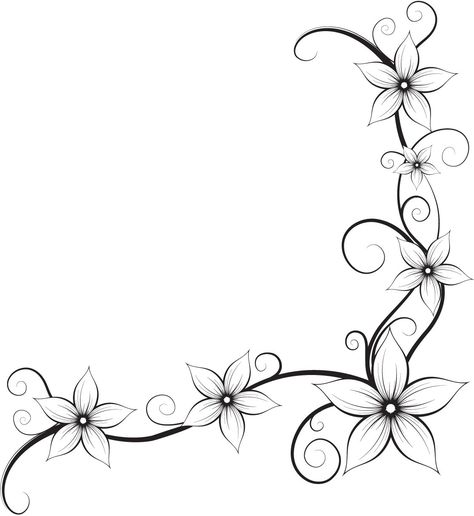 Tropical Vine Tattoo, Vines With Flowers Tattoo, Flower Vine Tattoos For Women, Floral Vine Drawing, Vines Drawing Simple, Vines Sketch, Flower Vine Drawing, Vine Tattoo Stencil, Floral Vine Tattoos