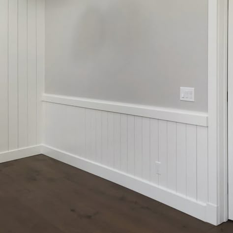 Thanks to owner/builder Tim Mortensen for sharing photos of this project by Streamline Builders. WindsorONE shiplap is a featured throughout this project, including the shiplap wainscoting seen here. Read more about this project here. Shiplap Wainscoting Kitchen, Shiplap Lower Half Of Wall, Shiplap Wainscoting Bedroom, Shiplap Wainscoting Ideas, Shiplap With Wainscoting, Shiplap And Wainscoting Together, Farmhouse Wainscoting Ideas, Shiplap Wainscoting, Wainscoting Bedroom