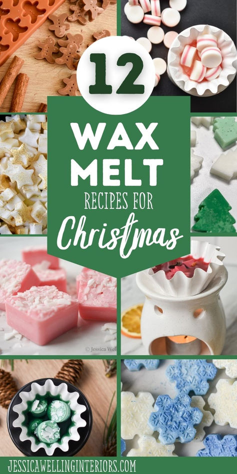 12 Wax Melt Recipes for Christmas: collage of Christmas wax melts Christmas Candy Melt Ideas, Diy Soy Wax Melts With Essential Oils, Christmas Candle Recipes, Diy Candle Fragrance Recipes, Essential Oil Wax Melts Diy, Soy Wax Melts Recipes, Wax Melt Scent Recipes, Homemade Wax Melts Recipes, Holiday Wax Melts