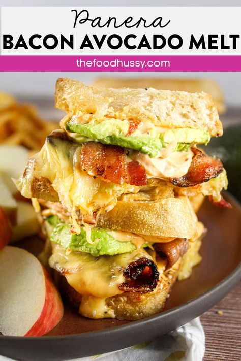 Sourdough Melt Recipes, Artisan Bread Sandwich Ideas, Sandwiches On Sourdough Bread, Sourdough Bread Sandwiches Recipes, Panera Grilled Cheese, Sourdough Panini, Ciabatta Sandwich Recipes, Copycat Sandwich, Bacon Avocado Sandwich