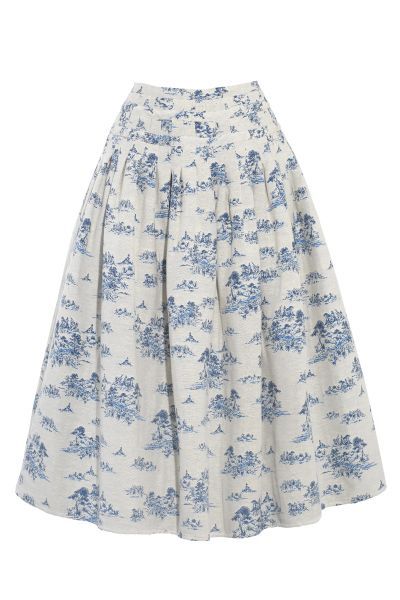 Piper Skirt in blue and white recycled toile | Cabbages & Roses Floral Skirts, Cabbages, Making Clothes, How To Make Clothes, Kilt, Sewing Ideas, Pleated Skirt, Floral Skirt, Sewing Patterns