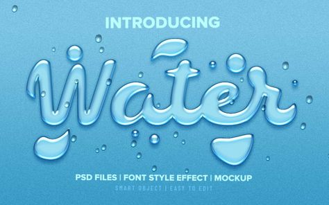 Realistic water drops font style text ef... | Premium Psd #Freepik #psd #water Baptism Invitations Girl, Alcohol En Gel, How To Make Water, Font Effect, Photoshop Text Effects, Water Logo, Water Font, Beautiful Nature Wallpaper Hd, Font Inspiration