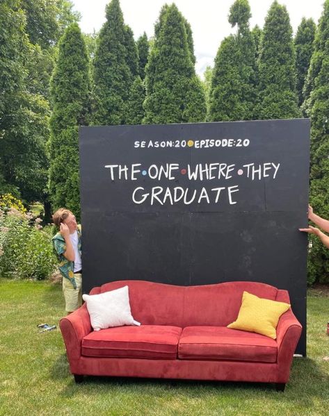 Party Decor Graduation, Project Graduation Themes, Party Theme Graduation, All Night Grad Party Themes, Friends The One Where They Graduate, Graduation Friends Theme, Photo Themed Party, Friends Themed Birthday Party Decoration, Fun Graduation Party Themes