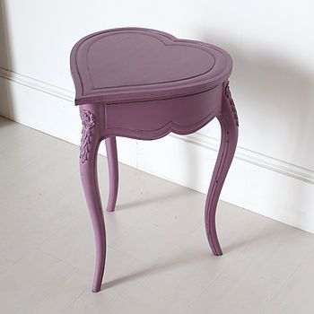 Heart Shaped Side Table With Lifting Lid Heart Shaped Table, Pink Bedside Tables, All Things Purple, Room Makeover Inspiration, Dream Home Design, Beautiful Decor, Side Tables, Cool Furniture, A Heart