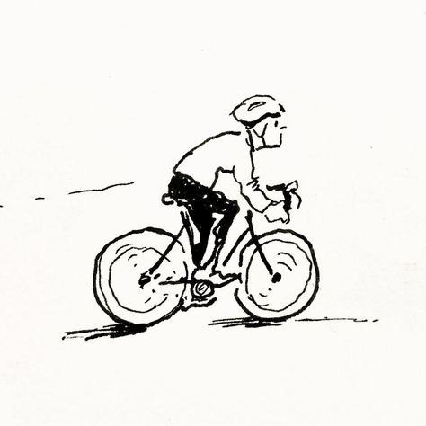 Riding A Bike Drawing Reference, Bike Illustration Design, Bike Helmet Drawing, Cyclist Drawing, Biking Drawing, Bike Drawing Simple, Riding Bike Illustration, Cycling Drawing, Bike Doodle