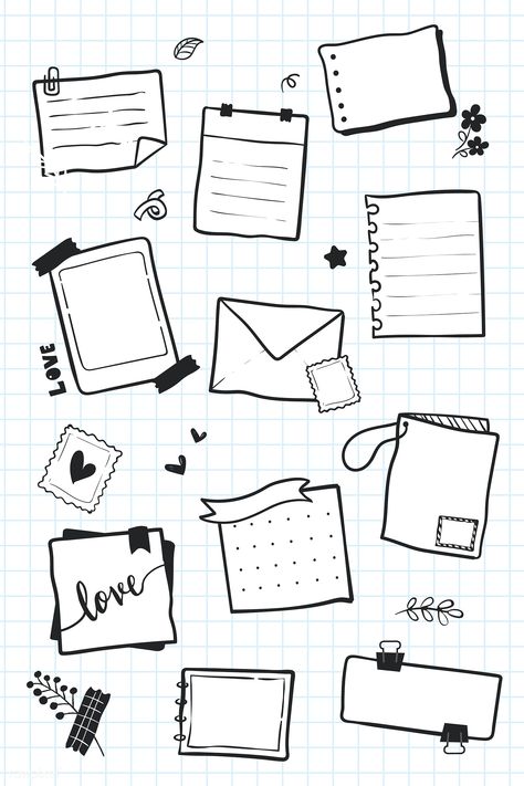 Planner doodle collection vector | free image by rawpixel.com / Chayanit Hand Drawn Doodles, Kraf Kertas, Planner Doodles, Notebook Doodles, Collection Illustration, Desain Buklet, Bullet Journal Banner, Bullet Journal Paper, Bullet Journal Notes