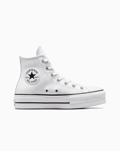 Leather White Converse, Preppy White Shoes, White Chunky Converse, Shoe Inspo Converse, Chuck Taylors Platform, Whote Shoes, White Chucks Outfit, Cute White Converse, Cute Shoes Converse