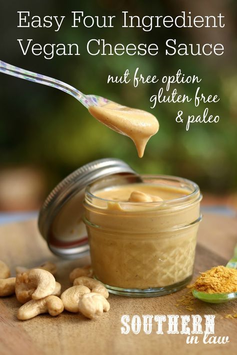 Easy Four Ingredient Vegan Cheese Sauce Recipe - gluten free, paleo, vegan, low carb, sugar free, clean eating recipe, cashews, nutritional yeast Vegan Cheese Sauce Nut Free, Dip Crockpot, Easy Queso, Vegan Cheese Sauce Recipe, Nutritional Yeast Recipes, Cheese Vegan, Vegan Cheese Sauce, Cheese Sauce Recipe, Queso Dip