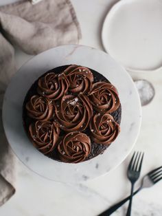 One-Bowl Chocolate Cake (For Two) Chocolate Cake For 2, Chocolate Cake For Two, Chocolate Rose Cake, Cake For Two, Batch Recipes, Small Batch Baking, Dessert For Two, Chocolate Roses, Baking Cocoa