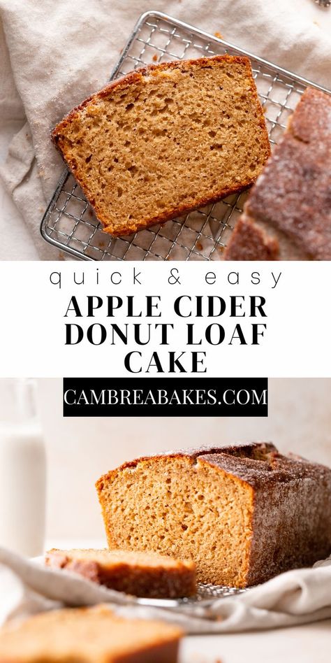 apple cider donut loaf on a rack. Apple Cider Donut Loaf Cake, Apple Cider Loaf Cake, Donut Loaf Cake, Apple Cider Donut Loaf, Apple Cider Donut Cake Recipe, Donut Loaf, Apple Cider Donut Cake, Cider Donut Cake, Cider Cake