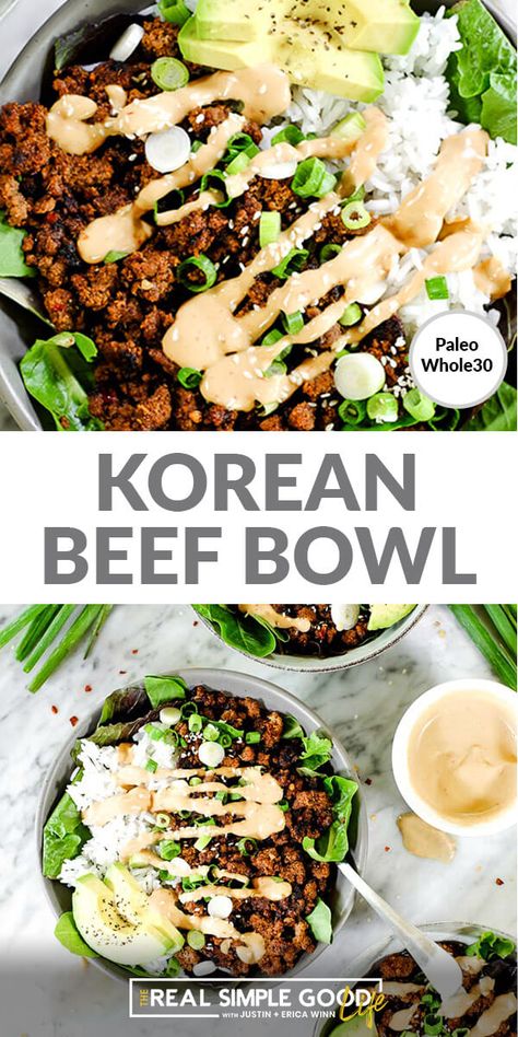 Korean Beef Bowl, Beef Bowl, Beef Ground, Healthy Bowls Recipes, Beef Bowls, Korean Beef, Easy Meatloaf, Healthy Bowls, The Leftovers