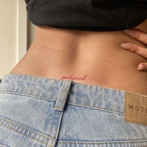 Tramp Stamp Tattoos, Small Girly Tattoos, Small Pretty Tattoos, Petite Tattoos, Red Ink Tattoos, Tramp Stamp, Red Tattoos, Cute Tattoos For Women, Classy Tattoos