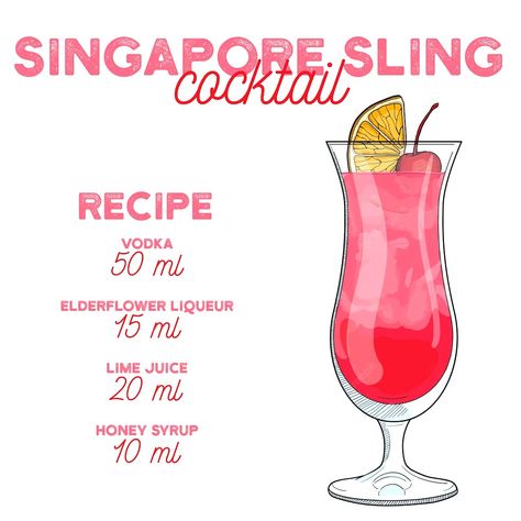 Singapore Sling Cocktail, Singapore Sling, Infinity Mirror, Fancy Drinks, Alcohol Drink Recipes, Wedding Dreams, Cocktail Recipe, Mixology, Drink Recipes