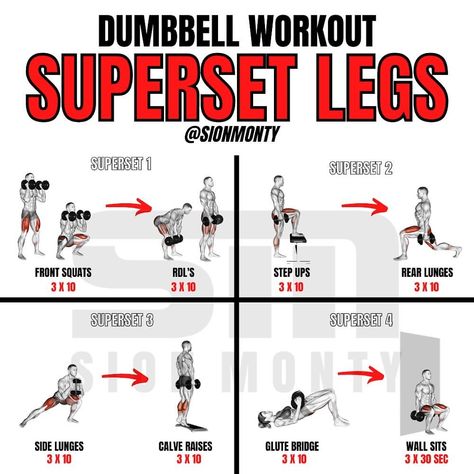 Arm Workout With Dumbbells, Superset Arm Workout, Super Set Workouts, Dumbbell Workout Plan, Office Workouts, Dumbbell Leg Workout, Dumbbell Arm Workout, Dumbbell Workout At Home, Chest Workout At Home