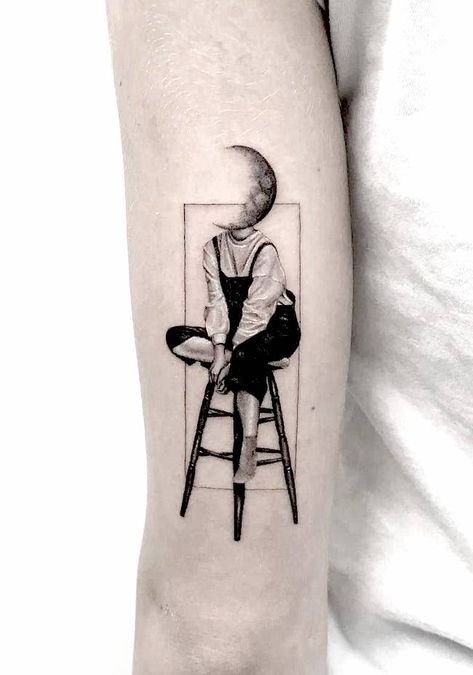 Searching Tattoo, Creative Sleeve Tattoos, Surreal Art Tattoo, Pointilism Tattoos, Surrealism Tattoo Design, Poetry Tattoo, Surrealism Tattoos, Surrealism Tattoo, Nova Tattoo