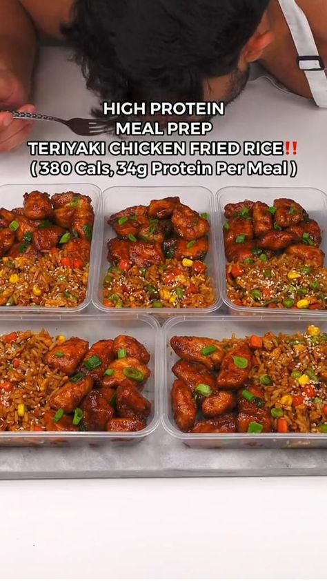 Teriyaki Chicken Fried Rice, Zack Chug, High Protein Meal Prep, Healthy High Protein Meals, Healthy Lunch Meal Prep, Diner Recept, Dinner Meal Prep, Easy Healthy Meal Prep, Makanan Diet