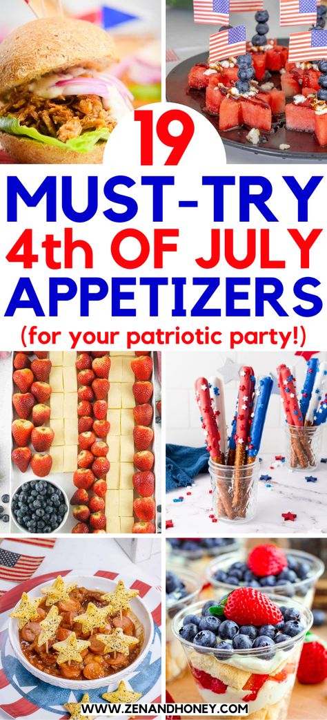 Patriotic Appetizers – These are the best fun 4th of July appetizer ideas to serve for a large crowd. These easy patriotic appetizers make crowd-pleasing party snacks at your Fourth of July celebration will make the sparks fly! Fourth of July appetizers, red white and blue appetizers, patriotic snacks, patriotic appetizers, red white and blue snacks, fourth of july snacks, Memorial Day appetizers, Memorial Day snacks. Blue Appetizers, Fourth Of July Snacks, 4th Of July Appetizer Ideas, Patriotic Appetizers, July 4th Appetizers, 4th Of July Appetizers, Patriotic Snacks, July Appetizers, 4th July Food