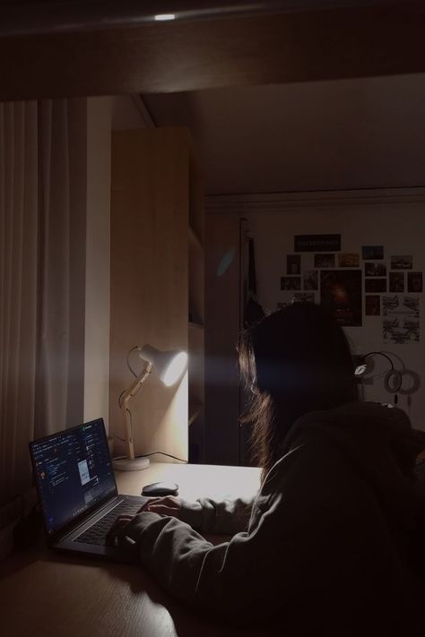 university student studying on her laptop. coding in her room during the night Studying Computer Aesthetic, On The Computer Aesthetic, Computer Athestic, Writing Novel Aesthetic Laptop, Night Computer Aesthetic, Anonymous Girl Aesthetic, Girl On Laptop Aesthetic, Computer Studies Aesthetic, Python Code Aesthetic